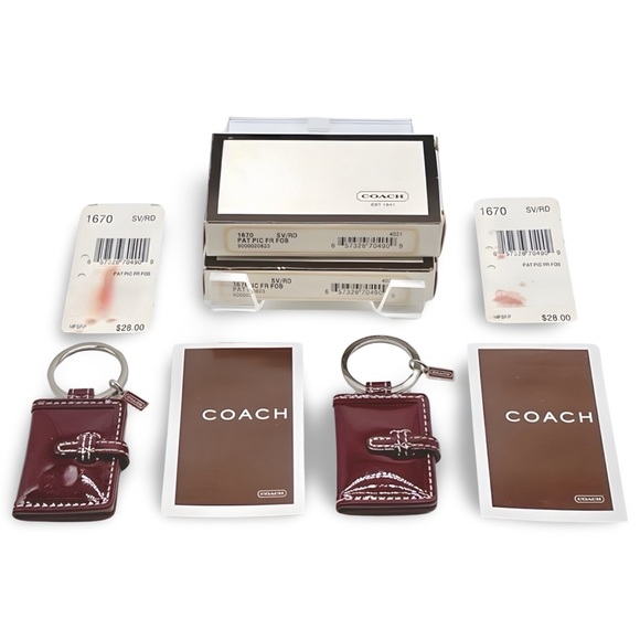 NWT NIB Vintage Coach Picture Frame Keyfob | Red Patent Leather | 1670 - Picture 6 of 6